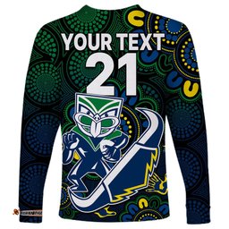 Custom Text And Number NRL Combine Warriors and Cowboys Long Sleeve T-shirt Aboriginal