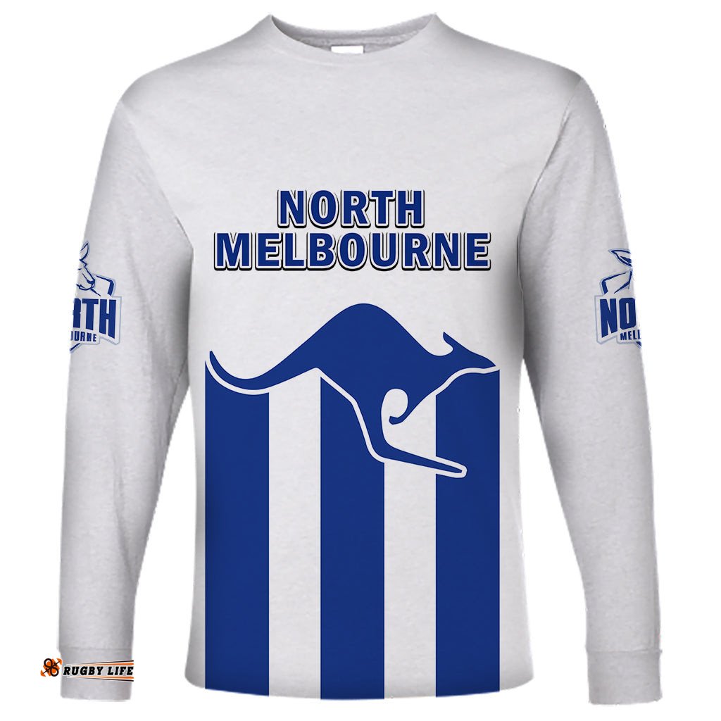 Personalised North Melbourne Football Long Sleeve T-shirt Go Kangaroos Sporty Style