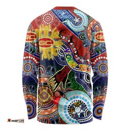 Custom NAIDOC Week 2024 Gold Coast Suns Long Sleeve T-shirt Australia Aboriginal Dot Painting