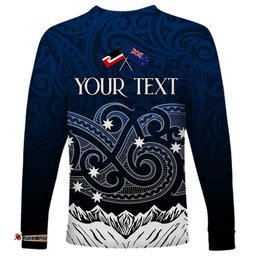 Peronsalised New Zealand Long Sleeve T-shirt Matariki Maori Patterns Gradient