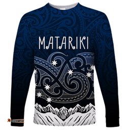Peronsalised New Zealand Long Sleeve T-shirt Matariki Maori Patterns Gradient