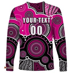 Custom Text And Number Sixers BBL Long Sleeve T-shirt Aboriginal Patterns Pink Version