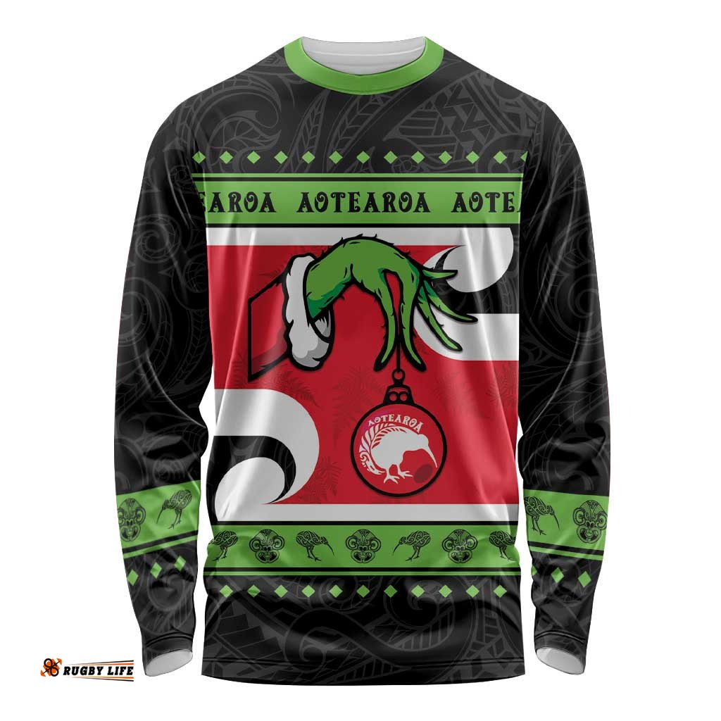 New Zealand Funny Christmas Long Sleeve T-shirt Maori Tiki