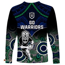 Warriors Rugby Long Sleeve T-shirt NZ Aboriginal Mix Polynesian Pattern