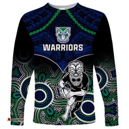 Warriors Rugby Long Sleeve T-shirt NZ Aboriginal Mix Polynesian Pattern