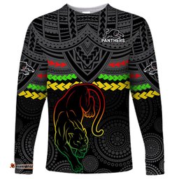 Custom Panthers Rugby Long Sleeve T-shirt Polynesian and Aboriginal