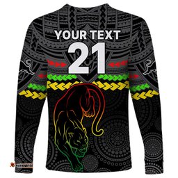 Custom Panthers Rugby Long Sleeve T-shirt Polynesian and Aboriginal