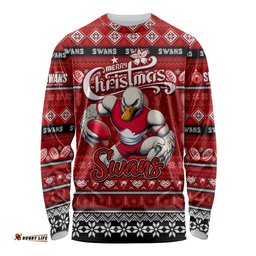 Personalized Swans Football Xmas Long Sleeve T-shirt Australia AFL Mascot
