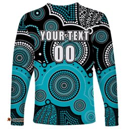 Custom Text And Number Brisbane Heat BBL Long Sleeve T-shirt Aboriginal Patterns