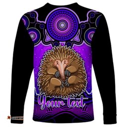 Personalised Australia Virgo Echidna Zodiac Long Sleeve T-shirt Auz Astrology Aboriginal Purple