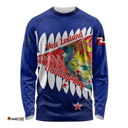 New Zealand Waitangi Day Long Sleeve T-shirt NZ Maori Tui Bird With Kowhai Flowers