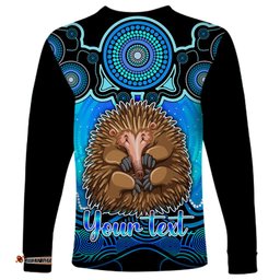Personalised Australia Virgo Echidna Zodiac Long Sleeve T-shirt Auz Astrology Aboriginal Aqua