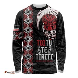 Aotearoa Toitu Te Tiriti Long Sleeve T-shirt Honour The Treaty Maori Haka