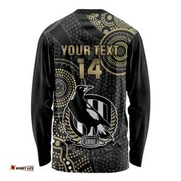 Custom AFL Collingwood Long Sleeve T-shirt Indigenous Magpies Dynamic Version