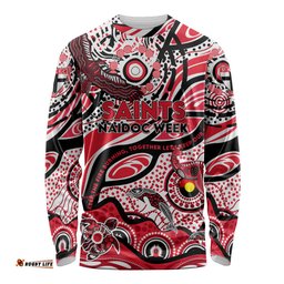 Custom NAIDOC Week 2024 Saints Long Sleeve T-shirt Aboriginal Animals Keep The Fire Burning