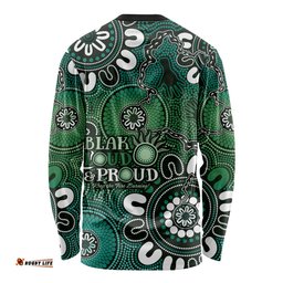 NAIDOC Week 2024 Fire Burning Long Sleeve T-shirt Aboriginal Dots Green Art