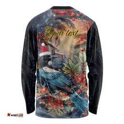 Personalised New Zealand Tui in Pohutukawa Long Sleeve T-shirt Christmas in July