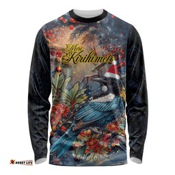 Personalised New Zealand Tui in Pohutukawa Long Sleeve T-shirt Christmas in July