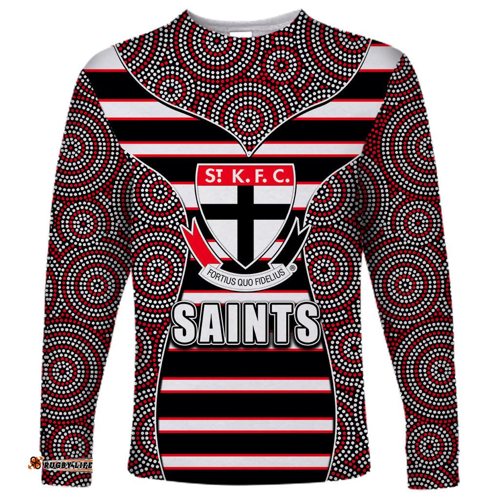 AFL Saints Long Sleeve T-shirt Mix Dot Aboriginal