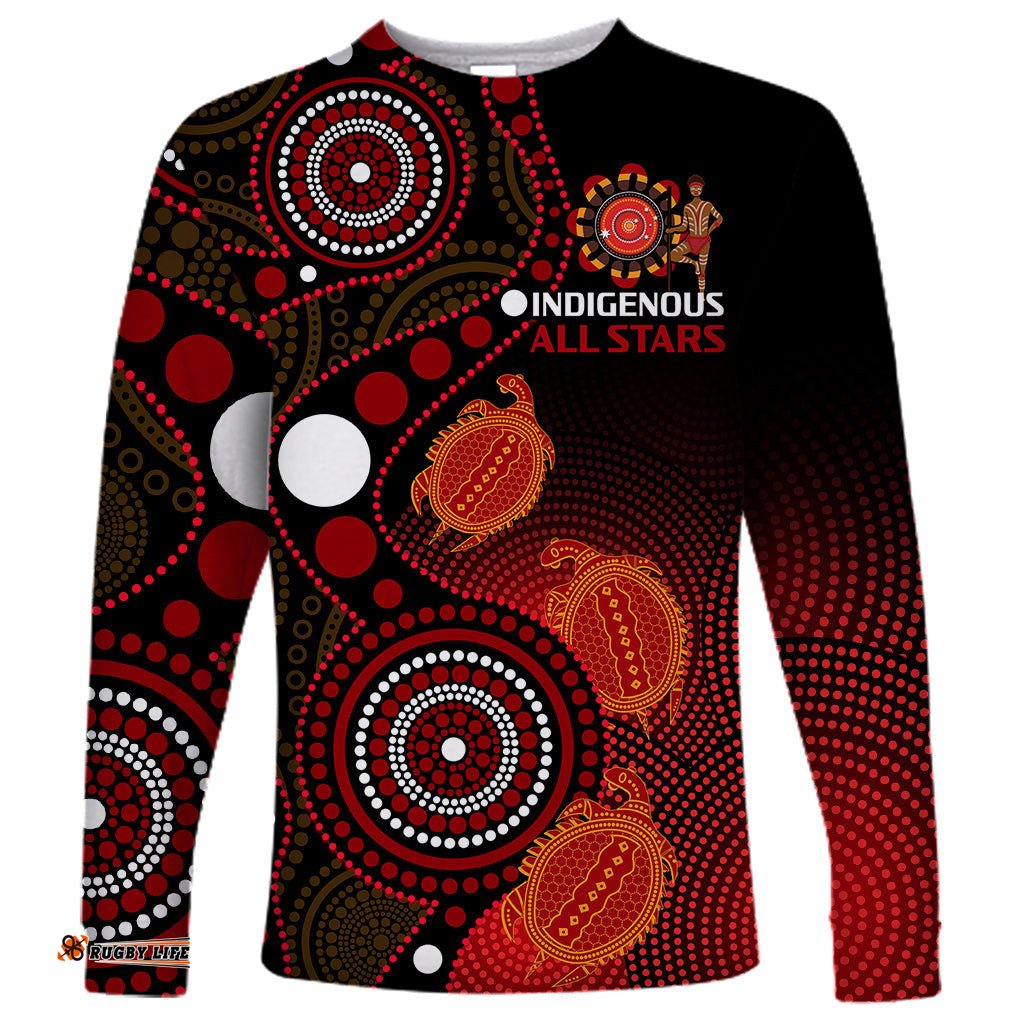 Australia Indigenous Rugby Long Sleeve T-shirt All Stars Aboriginal Turtle