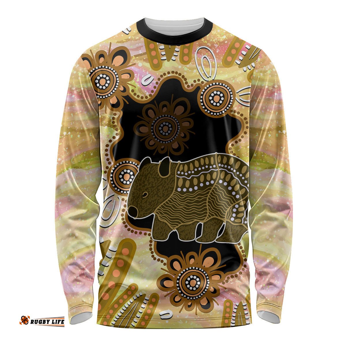 Australia Opal Wombat Long Sleeve T-shirt Aussie Aboriginal Art