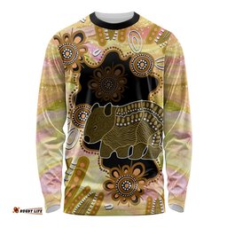 Australia Opal Wombat Long Sleeve T-shirt Aussie Aboriginal Art