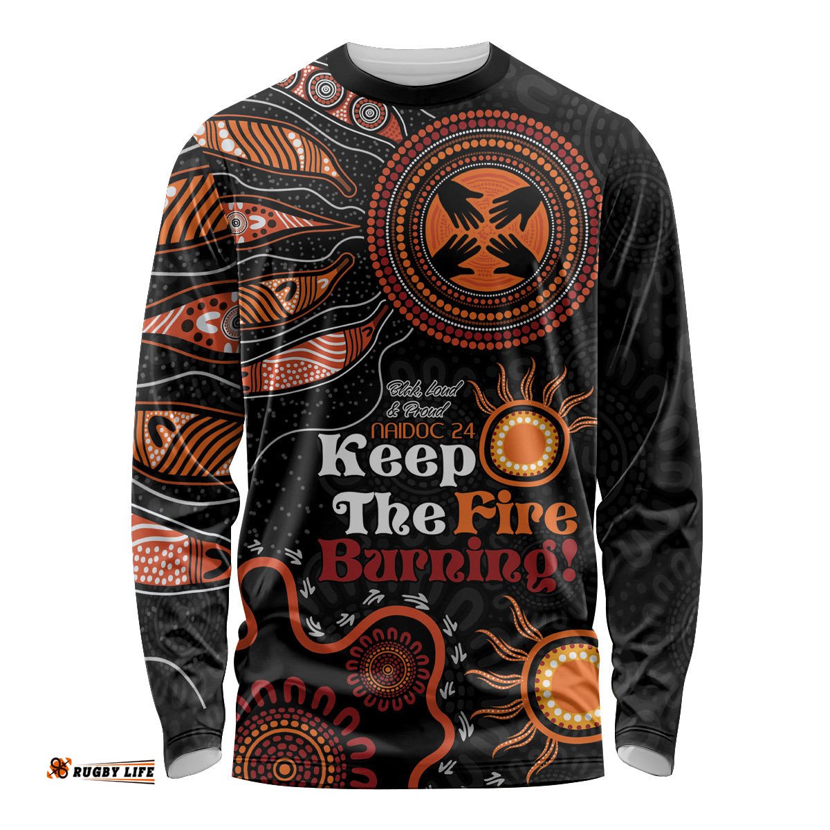 Australia NAIDOC 2024 Long Sleeve T-shirt Keep the Fire Burning Aboriginal Art
