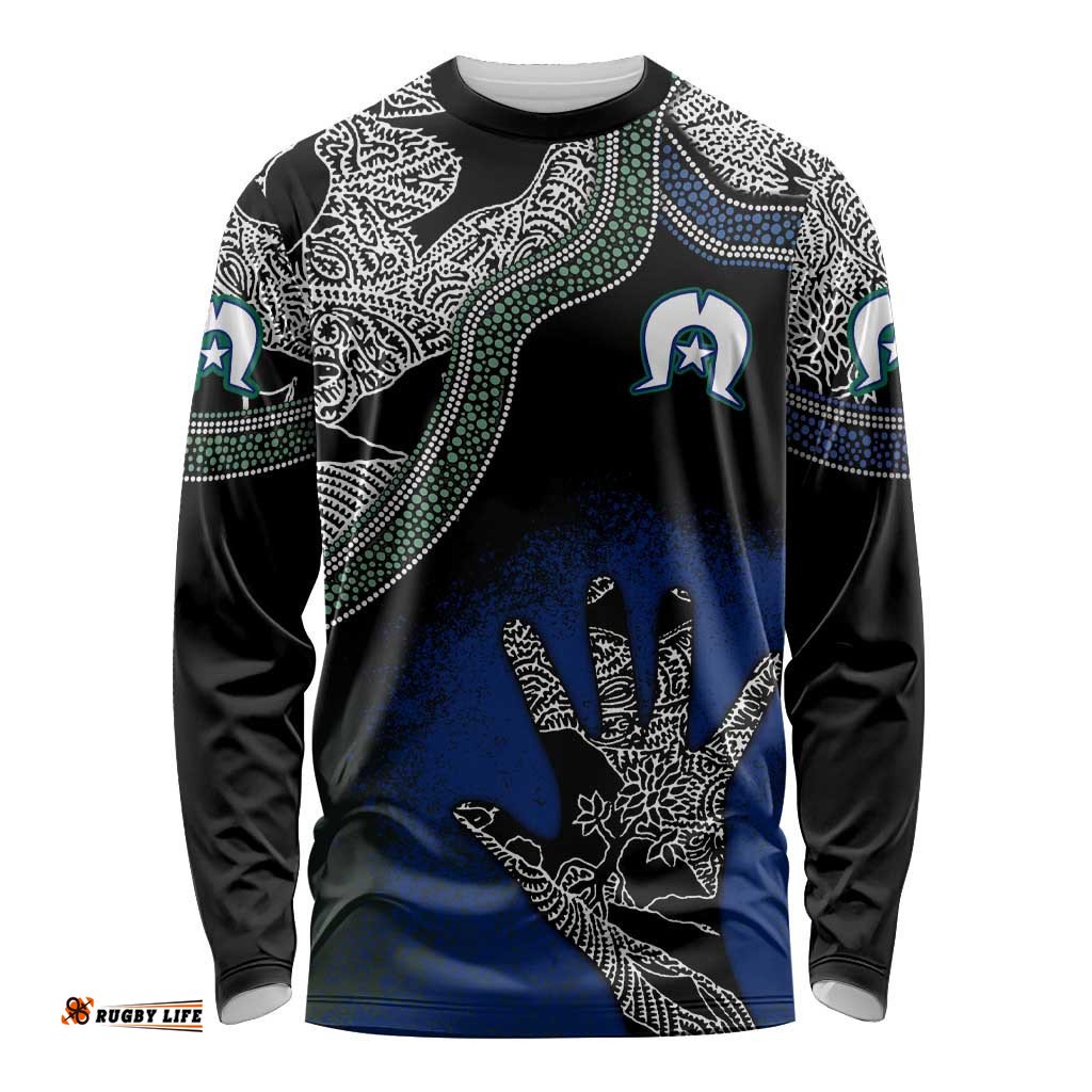Black And White Aboriginal Torres Strait Islanders Flag Long Sleeve T-shirt