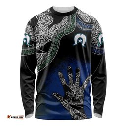 Black And White Aboriginal Torres Strait Islanders Flag Long Sleeve T-shirt
