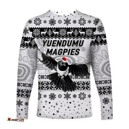Yuendumu Magpies Football Club Long Sleeve T-shirt Christmas Simple Style White
