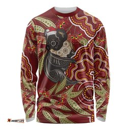 Australia Santa Koala Long Sleeve T-shirt Aboriginal Style