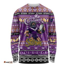 Personalized Storm Rugby Xmas Long Sleeve T-shirt Australia NRL Mascot