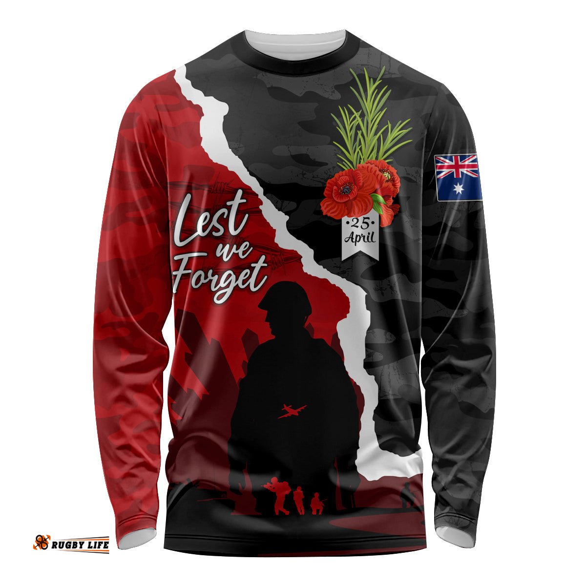 Anzac Day Camouflage Long Sleeve T-shirt Ode of Remembrance