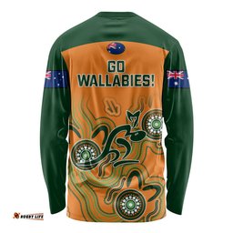 Australia Rugby Long Sleeve T-shirt Wallabies Indigenous Art