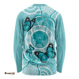 Australia Cervical Cancer Awareness Month Long Sleeve T-shirt Brave Strong Butterfly Aboriginal Art