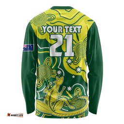 Custom Australia Cricket Long Sleeve T-shirt Go Aussie World Cup Aboriginal Style Unique