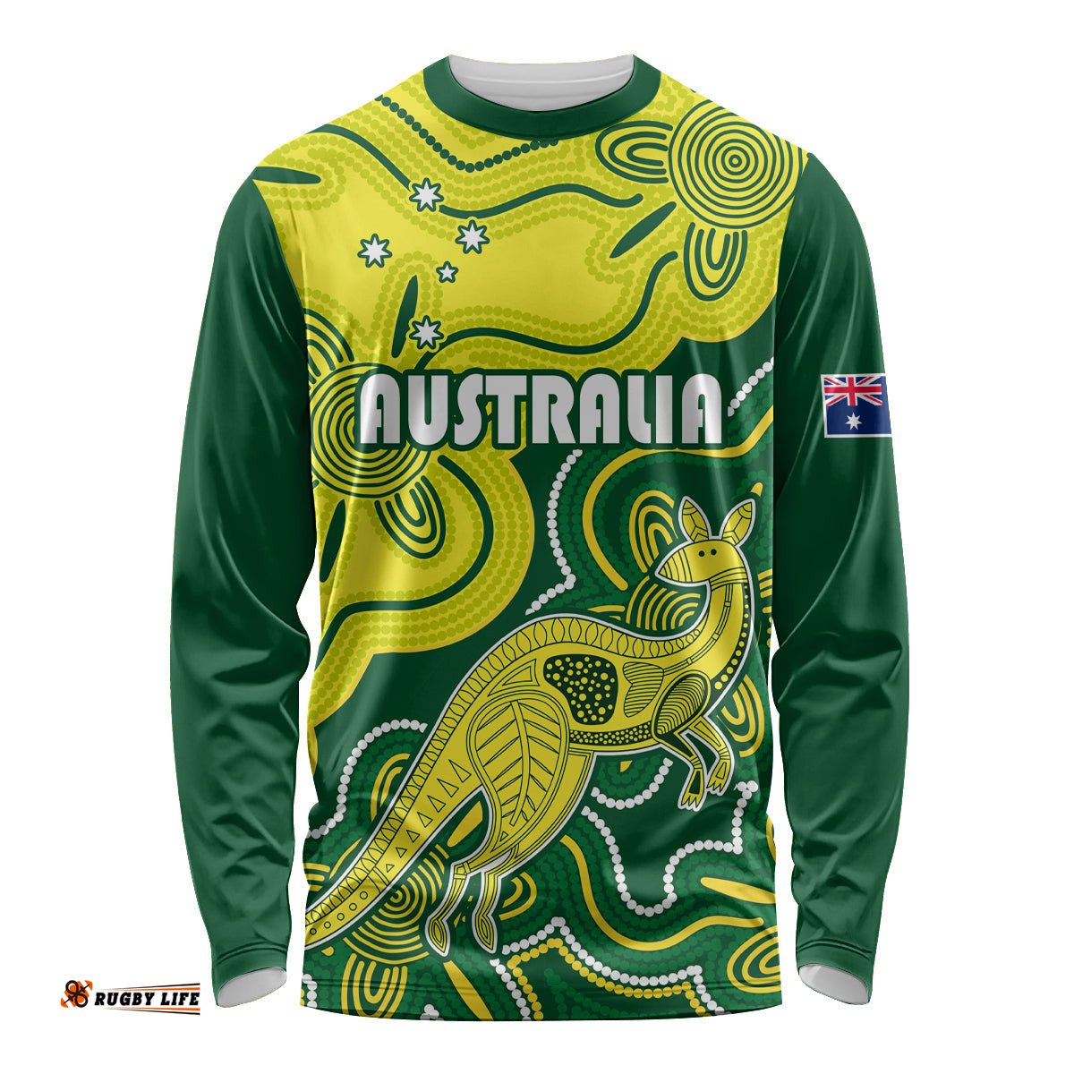 Custom Australia Cricket Long Sleeve T-shirt Go Aussie World Cup Aboriginal Style Unique