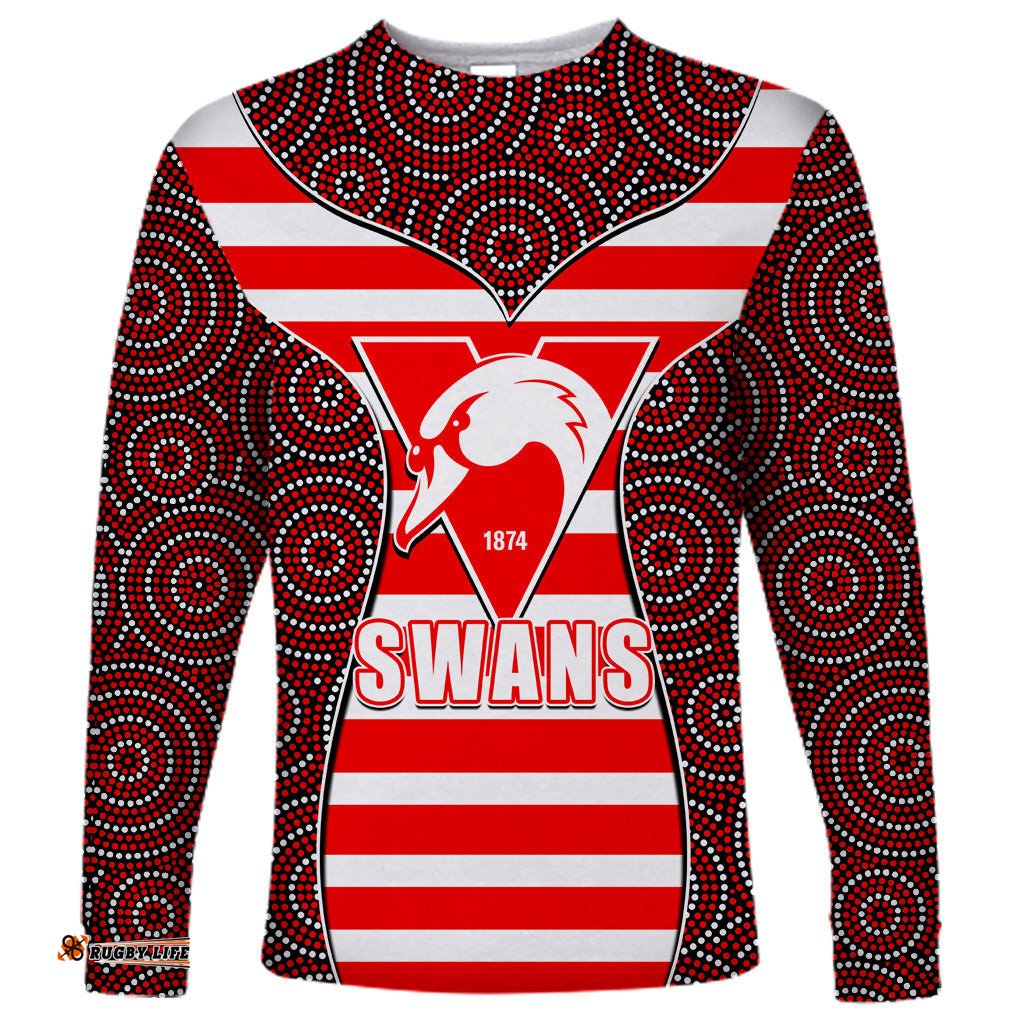 AFL Swans Long Sleeve T-shirt Mix Dot Aboriginal