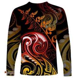 New Zealand Long Sleeve T-shirt Aotearoa Hei Tiki Maori Fern Tattoo Arty