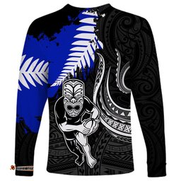 Aotearoa Rugby Long Sleeve T-shirt All Black Maori Fern