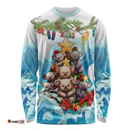 Personalised Australia Koala Christmas Long Sleeve T-shirt Merry and Bright Breaking Wave