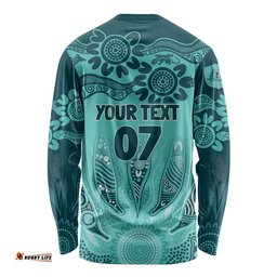 Australia Matildas Indigenous Long Sleeve T-shirt NAIDOC 2024 Turquoise Color