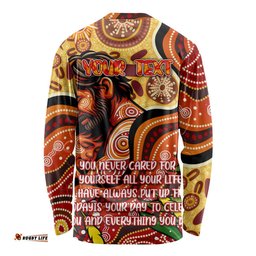 Custom Father's Day Australia Long Sleeve T-shirt Best Dad Ever Aboriginal Art