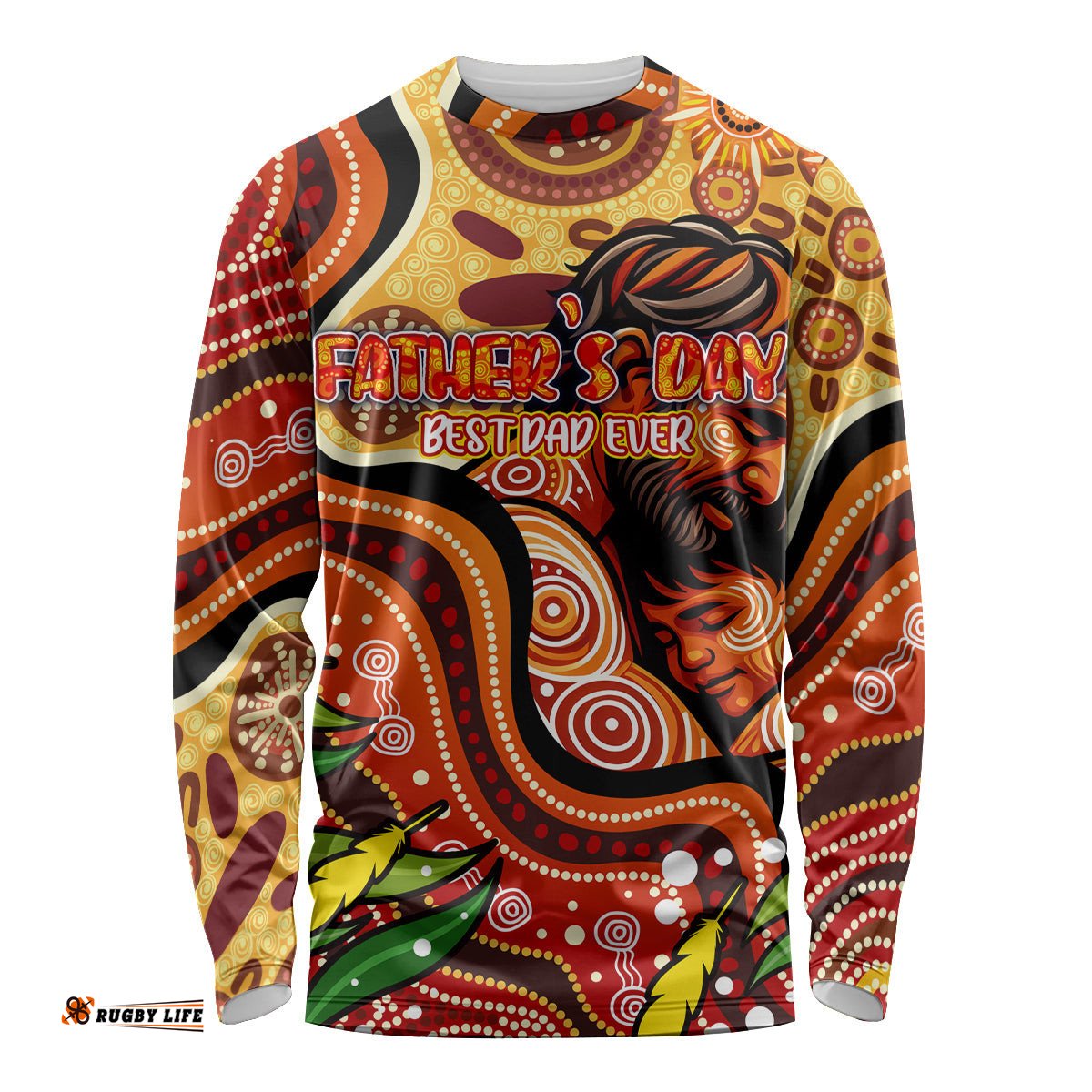 Custom Father's Day Australia Long Sleeve T-shirt Best Dad Ever Aboriginal Art