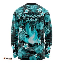 Australian Heat Cricket Long Sleeve T-shirt Baeuty Pacific Hibiscus and Polynesian Pattern