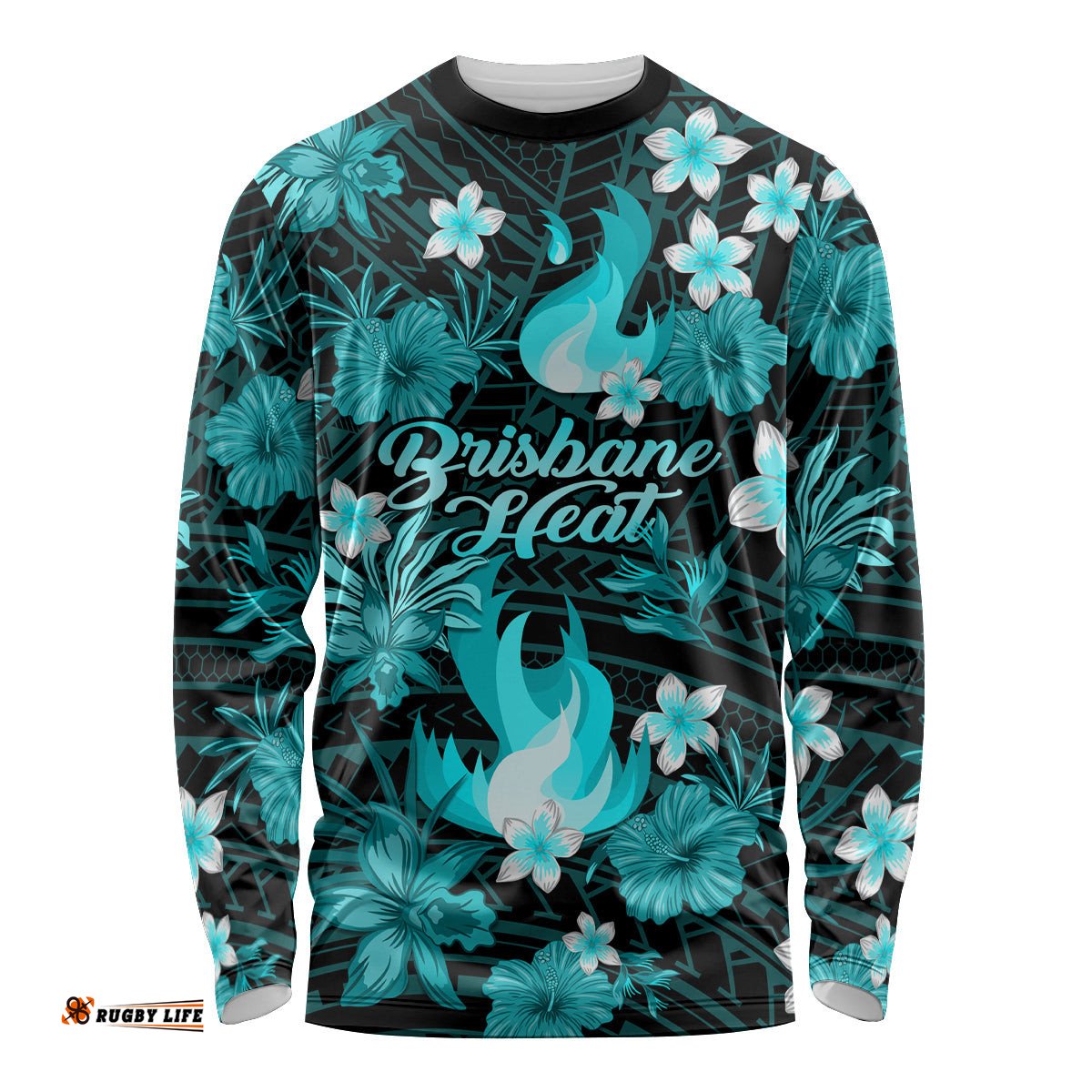 Australian Heat Cricket Long Sleeve T-shirt Baeuty Pacific Hibiscus and Polynesian Pattern