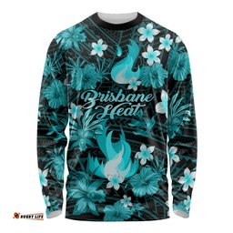 Australian Heat Cricket Long Sleeve T-shirt Baeuty Pacific Hibiscus and Polynesian Pattern
