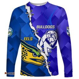 Personalised Bulldogs Mix Parramatta Eels Rugby Long Sleeve T-shirt Sporty Version