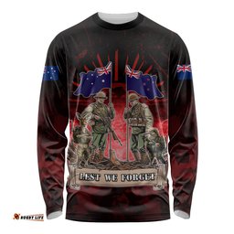 Australia And New Zealand ANZAC Day Long Sleeve T-shirt Soldiers Lest We Forget