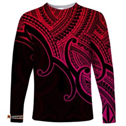 Aotearoa Maori Koru Long Sleeve T-shirt Polynesian Pacific Tribal Pink